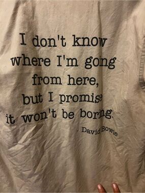 Lightweight Beige Men's Shirt Jacket with Black Quote Print